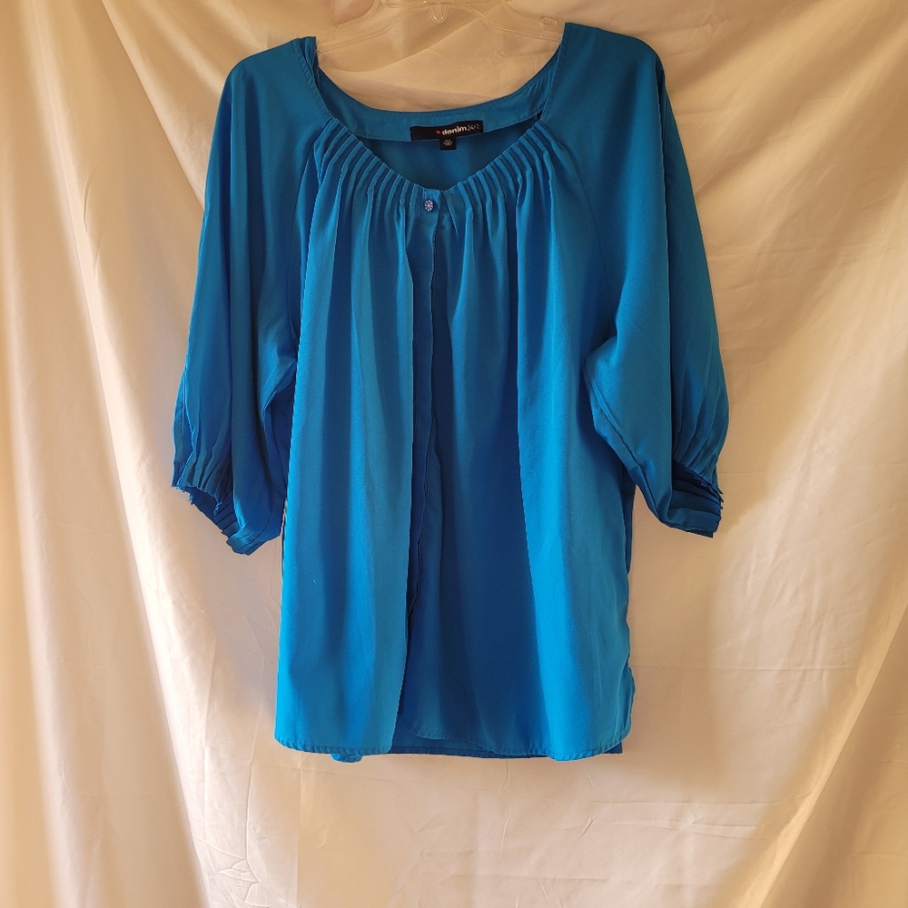 18w denim 24/7 blue blouse